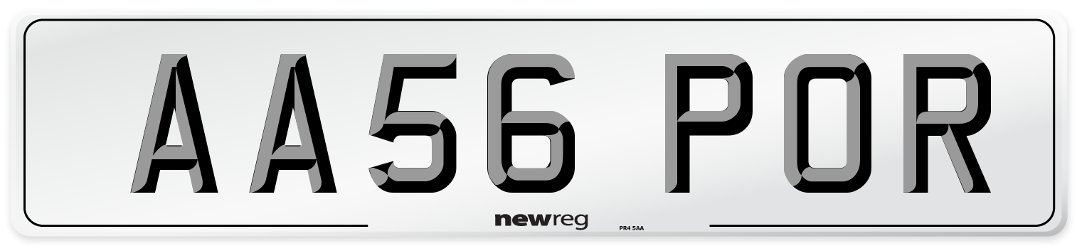 AA56 POR Number Plate from New Reg
